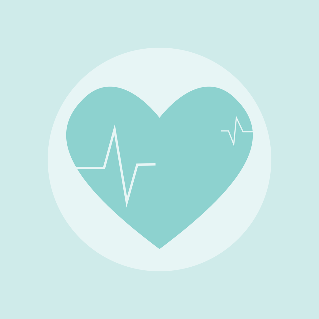 Zeichnung eines Herzens mit EKG.